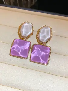 Celestique Korean Enamelled Square Shaped Drop Earrings