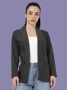 Kryptic Notch Lapel Collar Front Open Full Sleeve Pure Cotton Shrug