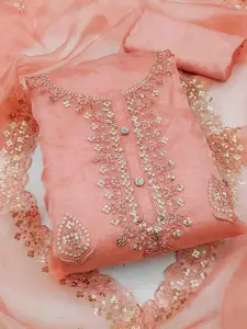 KIMISHA Floral Embroidered Sequinned Unstitched Dress Material