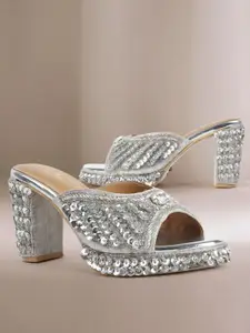 VENDOZ Printed Party Block Pumps