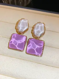 Celestique Korean Enamelled Square Shaped Drop Earrings