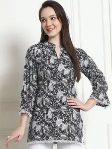 KALINI Women Floral Printed Mandairan Collar Straight Kurti