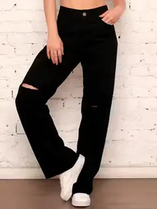 Metronaut Women Comfort Regular Fit Mid-Rise Slash Knee Stretchable Cotton Jeans