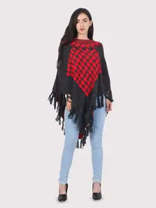 HAUTEMODA Geometric Printed Woolen Poncho