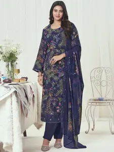 Stylee LIFESTYLE Floral Printed Sequinned Georgette Unstitched Dress Material