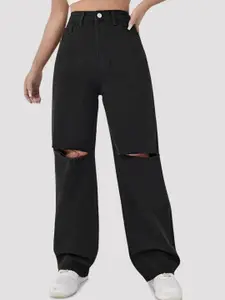 BAESD Women Comfort Regular Fit High-Rise Slash Knee Stretchable Cotton Jeans