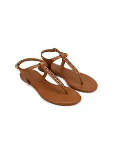 ROSSO BRUNELLO Women Embellished T-Strap Flats with Western - Embellished