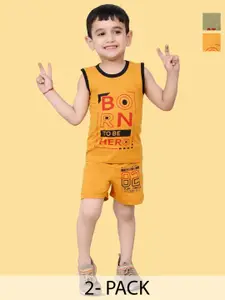 INDIA FASHION FAB Boys Pack Of 2 Printed Round Neck T-shirts With Shorts