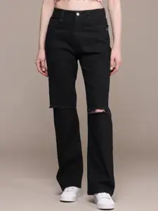 BAESD Women Comfort Regular Fit Mid-Rise Slash Knee Stretchable Jeans