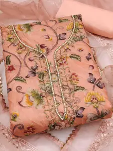 KIMISHA Embellished Organza Unstitched Dress Material