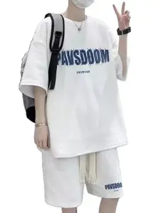 StyleCast Round Neck T-Shirt & Shorts Co-OrdsSet