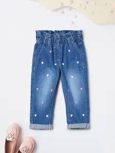 max Girls Printed Regular Fit Mid-Rise Heavy Fade Pure Cotton Jeans