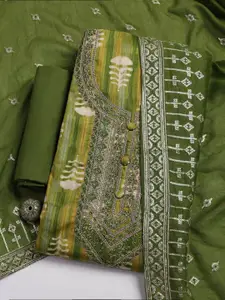 Meena Bazaar Abstract Printed Zari Unstitched Dress Material