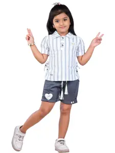 WORTON FASHION Girls Striped Top with Shorts