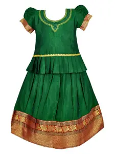 AMIRTHA FASHION Girls Embroidered Zari Ready to Wear Cotton Lehenga Choli