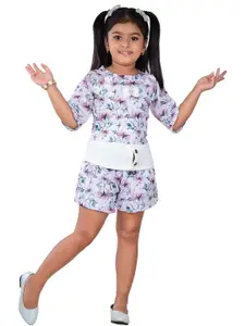 WORTON FASHION Girls Printed Top with Shorts