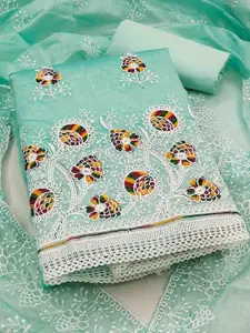 KIMISHA Floral Embroidered Thread Work Unstitched Dress Material