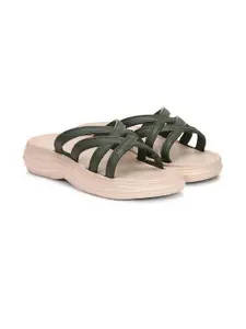 RIFOF Women Green PU Flip Flops