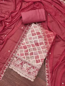 KIMISHA Geometric Printed Sequinned Cotton Unstitched Dress Material