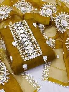 KIMISHA Embroidered Organza Unstitched Dress Material