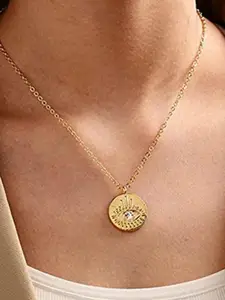 DressBerry Gorgeous Gold Plated Round Evil Eye Pendant Necklace