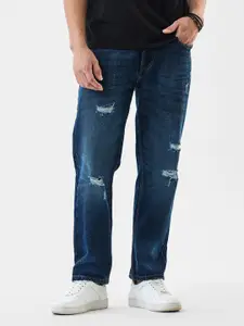 Snitch Men Relaxed Fit Mid-Rise Highly Distressed Light Fade Cuffed Hem Jeans