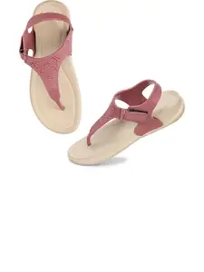 RIFOF Women Pink PU Flip Flops