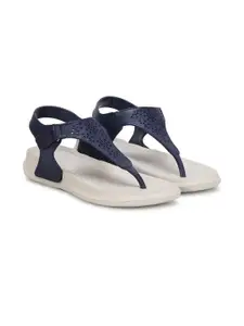 RIFOF Women Blue PU Flip Flops