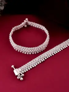 Silvermerc Designs Silver-Plated Heart Shaped Design Anklet