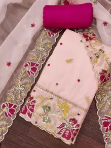 KIMISHA Floral Embroidered Sequinned Unstitched Dress Material