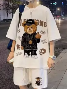 StyleCast Printed Round Neck T-Shirt & Shorts Co-Ord Set