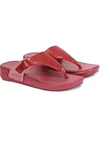 RIFOF Women Maroon PU Flip Flops