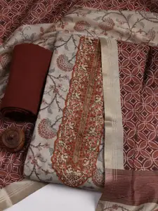 Meena Bazaar Embroidered Art Silk Unstitched Dress Material