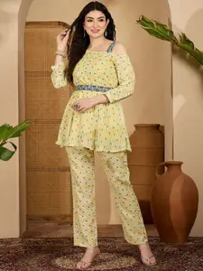 Sangria Bandhej Printed Pure Cotton Top & Trousers Co-Ords