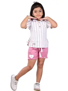 WORTON FASHION Girls Self Design Top with Shorts