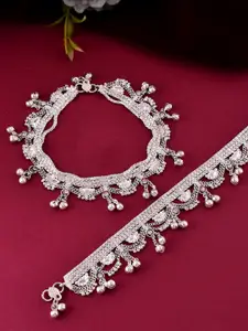 Silvermerc Designs Silver-Plated Artificial Stones Studded Anklet