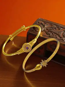 AARTISAI Set Of 2 Gold-Plated Stone-Studded Bangles