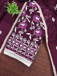 KIMISHA Floral Embroidered Thread Work Unstitched Dress Material