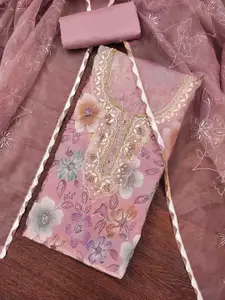 KIMISHA Embellished Organza Unstitched Dress Material