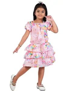 WORTON FASHION Girls Printed Top with Skirt