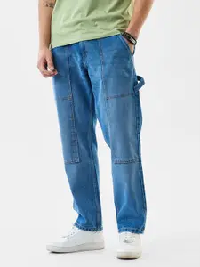 Snitch Men Mid-Rise Baggy Fit Light Fade Cotton Cargo Styles Jeans