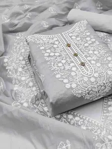 KIMISHA Floral Embroidered Thread Work Unstitched Dress Material