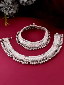 Silvermerc Designs Silver-Plated Artificial Stones Anklet