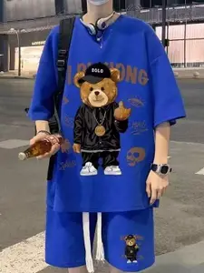 StyleCast Printed Round Neck T-shirt With Shorts Co-Ords