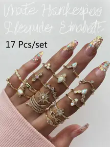 DressBerry Trendy 17 Pcs Combo Fashionable rings for women ands girls