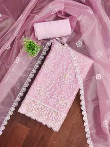 KIMISHA Embroidered Organza Unstitched Dress Material