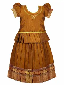 AMIRTHA FASHION Girls Embroidered Zari Ready to Wear Cotton Lehenga Choli