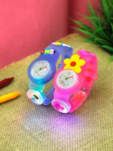 Stoln Girls Gift Set of 2 Round Dial & LED Light Analogue Watch