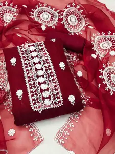 KIMISHA Embroidered Organza Unstitched Dress Material