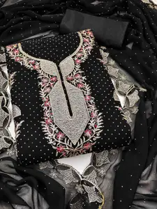 KIMISHA Floral Embroidered Thread Work Unstitched Dress Material